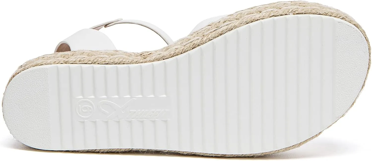 Athlefit Women's Platform Espadrille Wedge Sandals Comfortable Open Toe Buckle Sandals for Summer Casual