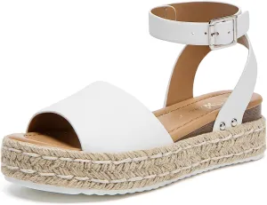 Athlefit Women's Platform Espadrille Wedge Sandals Comfortable Open Toe Buckle Sandals for Summer Casual