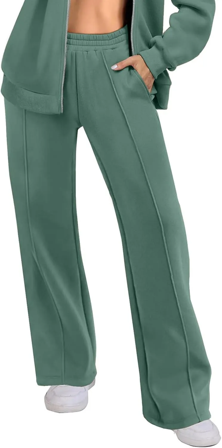 Athletic Sweatpants for Women Fashion Trousers Fall Pants Casual Straight Solid Loose Wide Leg Pants Sweatpants