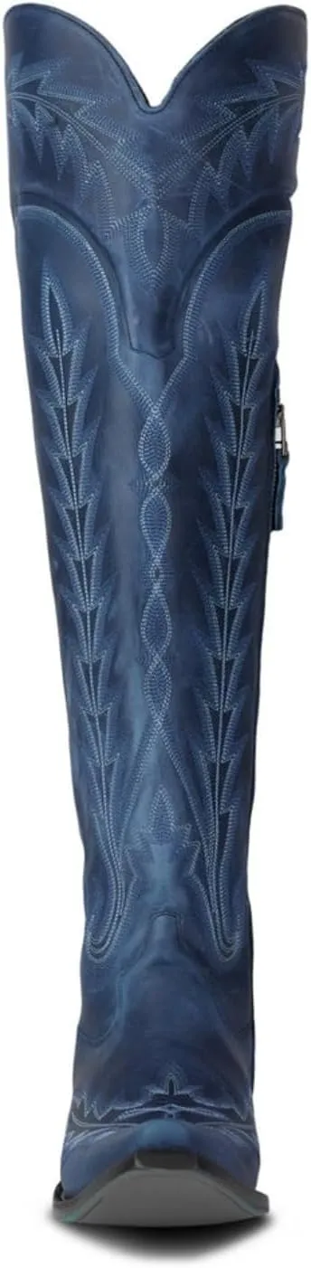 Atuelang Cowboy Boots for Women Thigh High Cowgirl Boots Wide Calf Western Embroidered Over The Knee Boots