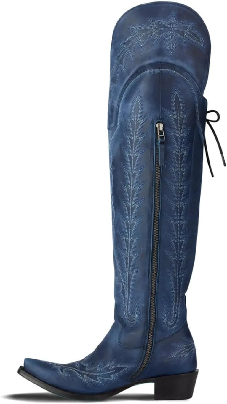 Atuelang Cowboy Boots for Women Thigh High Cowgirl Boots Wide Calf Western Embroidered Over The Knee Boots