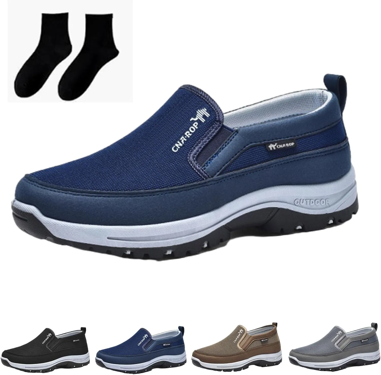 Auguscare Shoes Men, Orthowalkway Mens Shoes, Men's Arch Support Slip-On Canvas Loafers