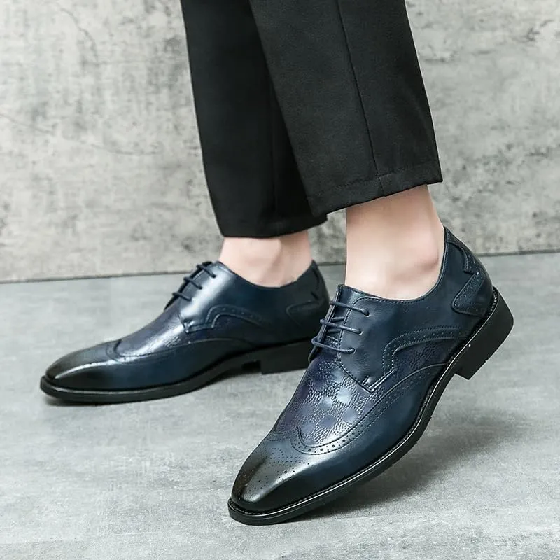 Autumn Men Lace-up Shoes, Leather Men Dress Shoes, Luxury Men's Business Oxfords, Classic All-Match Gentleman Loafers Shoes, Brogue Carved Leather Shoes