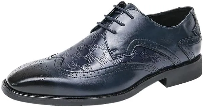 Autumn Men Lace-up Shoes, Leather Men Dress Shoes, Luxury Men's Business Oxfords, Classic All-Match Gentleman Loafers Shoes, Brogue Carved Leather Shoes