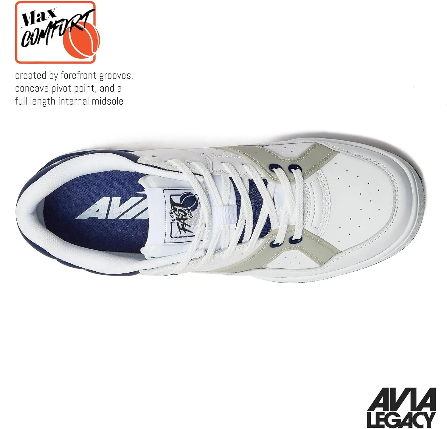 Avia 855 Basketball Sneakers for Men, Low Top Retro Womens or Mens Sneakers for Street or Court, Sizes 4.5 to 15, Blue and White, Green and Cream, or Grey and All White Shoes Men and Woman Sizes