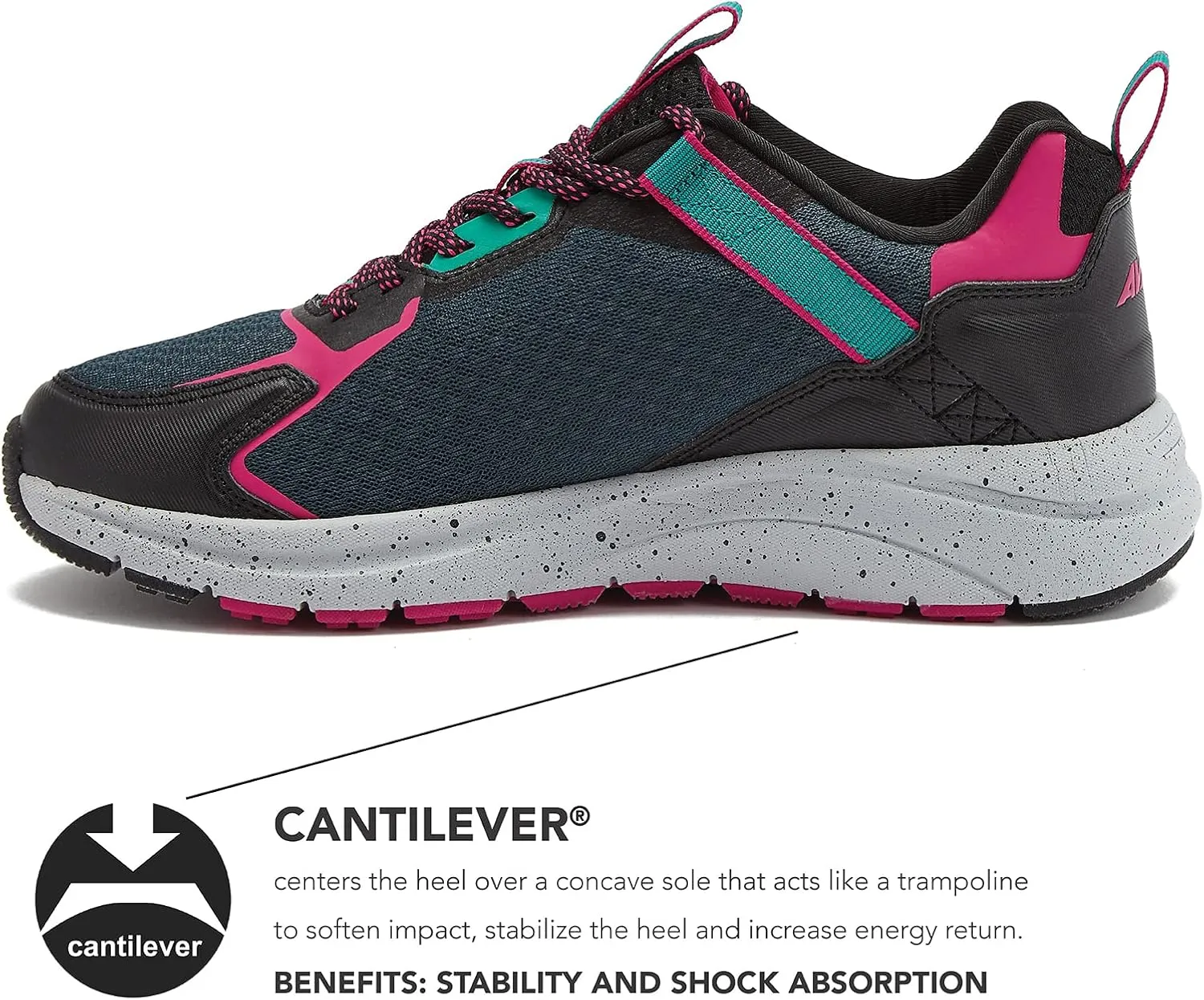 Avia Canyon Womens Trail Shoes and Walking Sneakers with Arch Support and Breathable Mesh