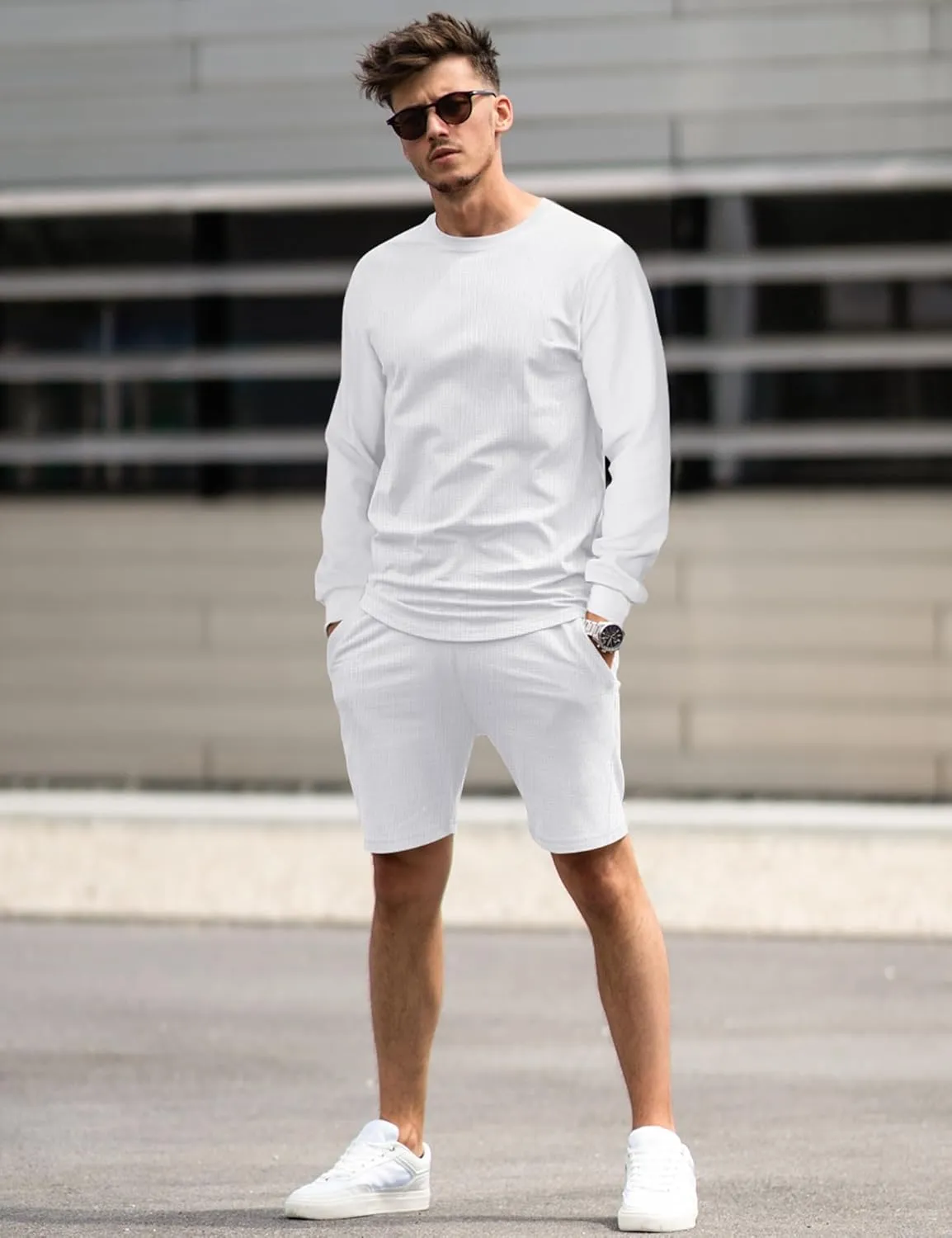 Babioboa Men's Short Sleeve Tracksuit Summer T Shirt & Shorts set 2 Pockets Oversize Two Piece Casual Daily Duty-off