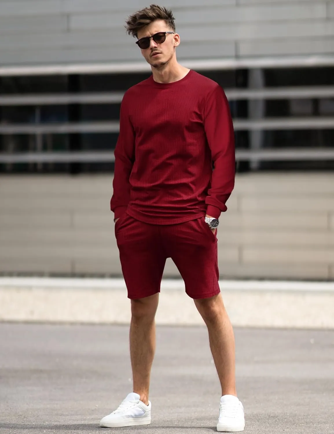 Babioboa Men's Short Sleeve Tracksuit Summer T Shirt & Shorts set 2 Pockets Oversize Two Piece Casual Daily Duty-off