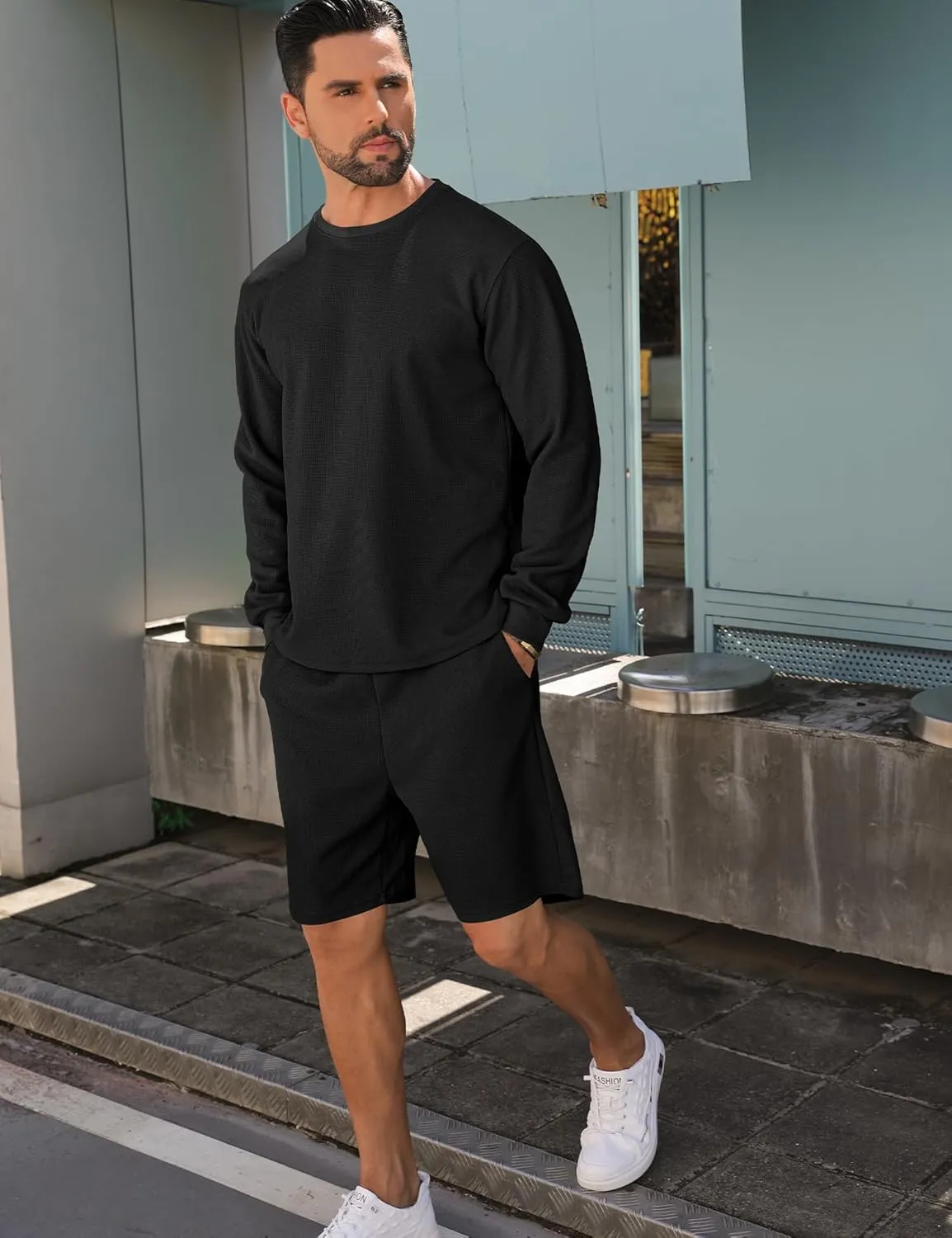 Babioboa Men's Short Sleeve Tracksuit Summer T Shirt & Shorts set 2 Pockets Oversize Two Piece Casual Daily Duty-off