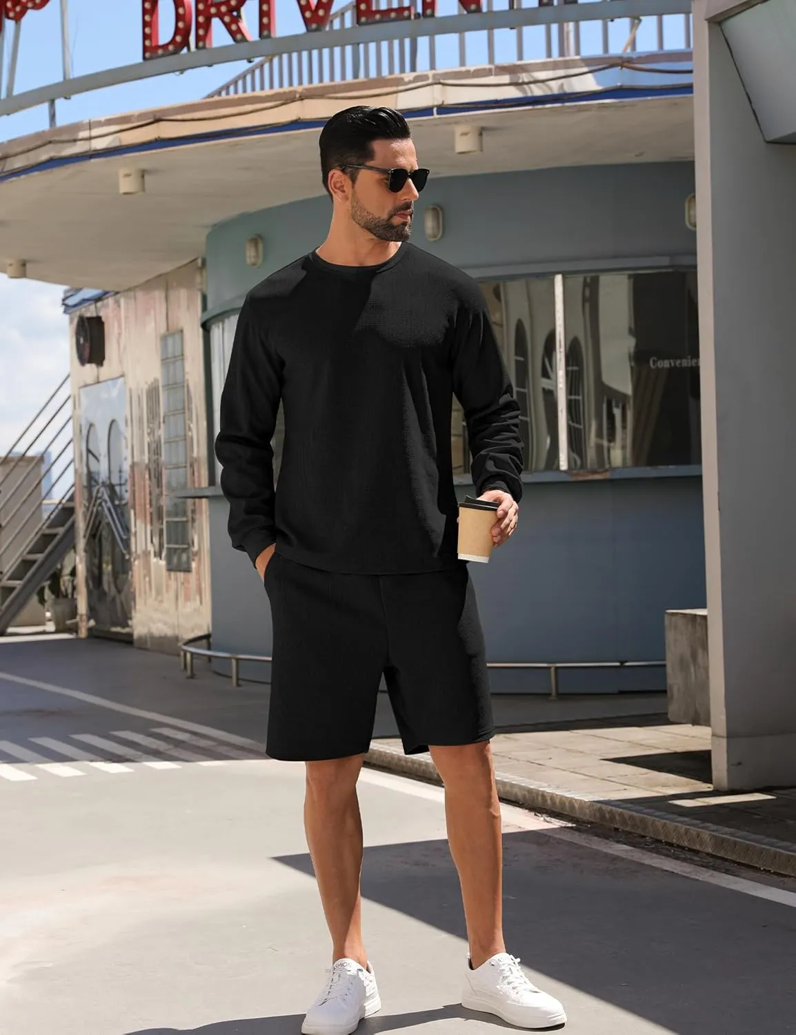 Babioboa Men's Short Sleeve Tracksuit Summer T Shirt & Shorts set 2 Pockets Oversize Two Piece Casual Daily Duty-off
