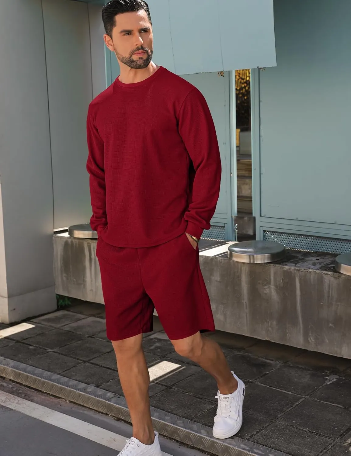 Babioboa Men's Short Sleeve Tracksuit Summer T Shirt & Shorts set 2 Pockets Oversize Two Piece Casual Daily Duty-off