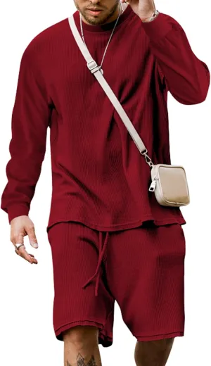 Babioboa Men's Short Sleeve Tracksuit Summer T Shirt & Shorts set 2 Pockets Oversize Two Piece Casual Daily Duty-off
