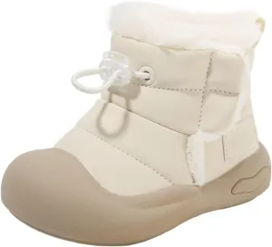 Baby Infant Fuzzy Snow Rubber Booties Cotton Soft Shoes Toddler Winter Warm Thick Boots Outdoor Ski Comfy Non Slip