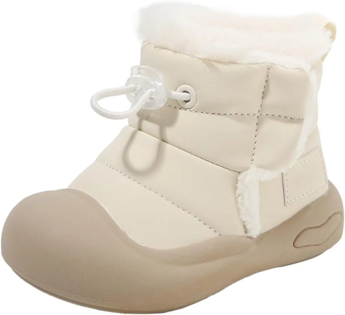 Baby Infant Fuzzy Snow Rubber Booties Cotton Soft Shoes Toddler Winter Warm Thick Boots Outdoor Ski Comfy Non Slip
