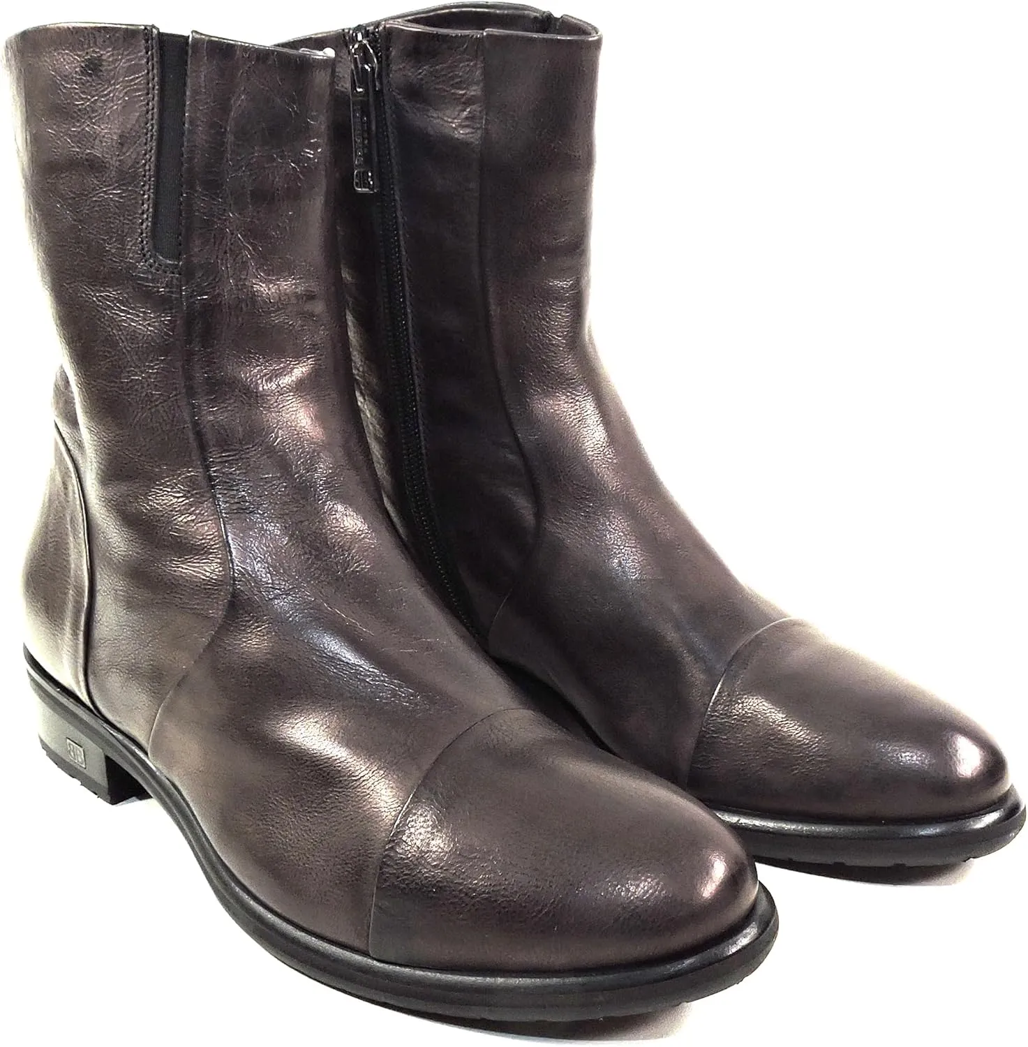 Baldinini Women's Brown Leather Ankle Boots, Lamb Fur Lined, Italian Made