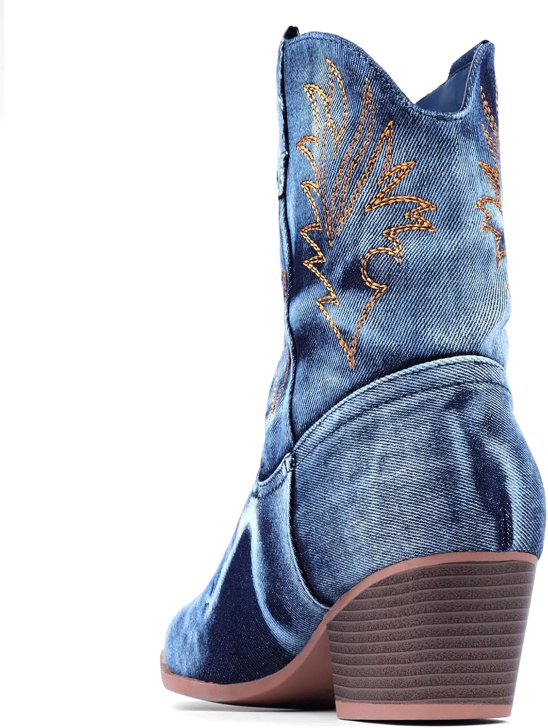 Bandkos Cowboy Boots for Women Ankle Cowgirl Booties Wide Mid Calf Pointed Toe Western Boots Short Chunky Classic Booties