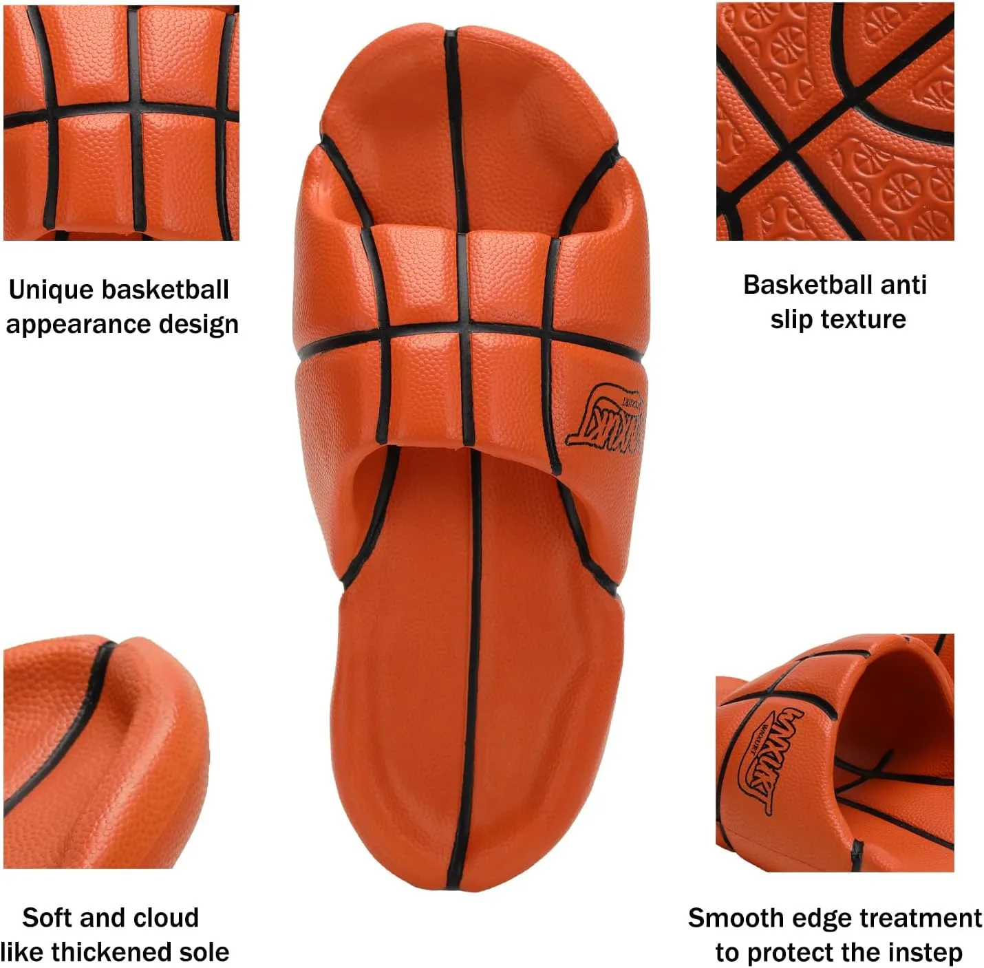 Basketball Pillow Slippers Non-Slip Cloud Slippers Ultra Cushion Sports Arch Support Footbed Sandals Comfort Thick Sole Outdoor Mens Sports Slide Gift for Basketball Enthusiasts