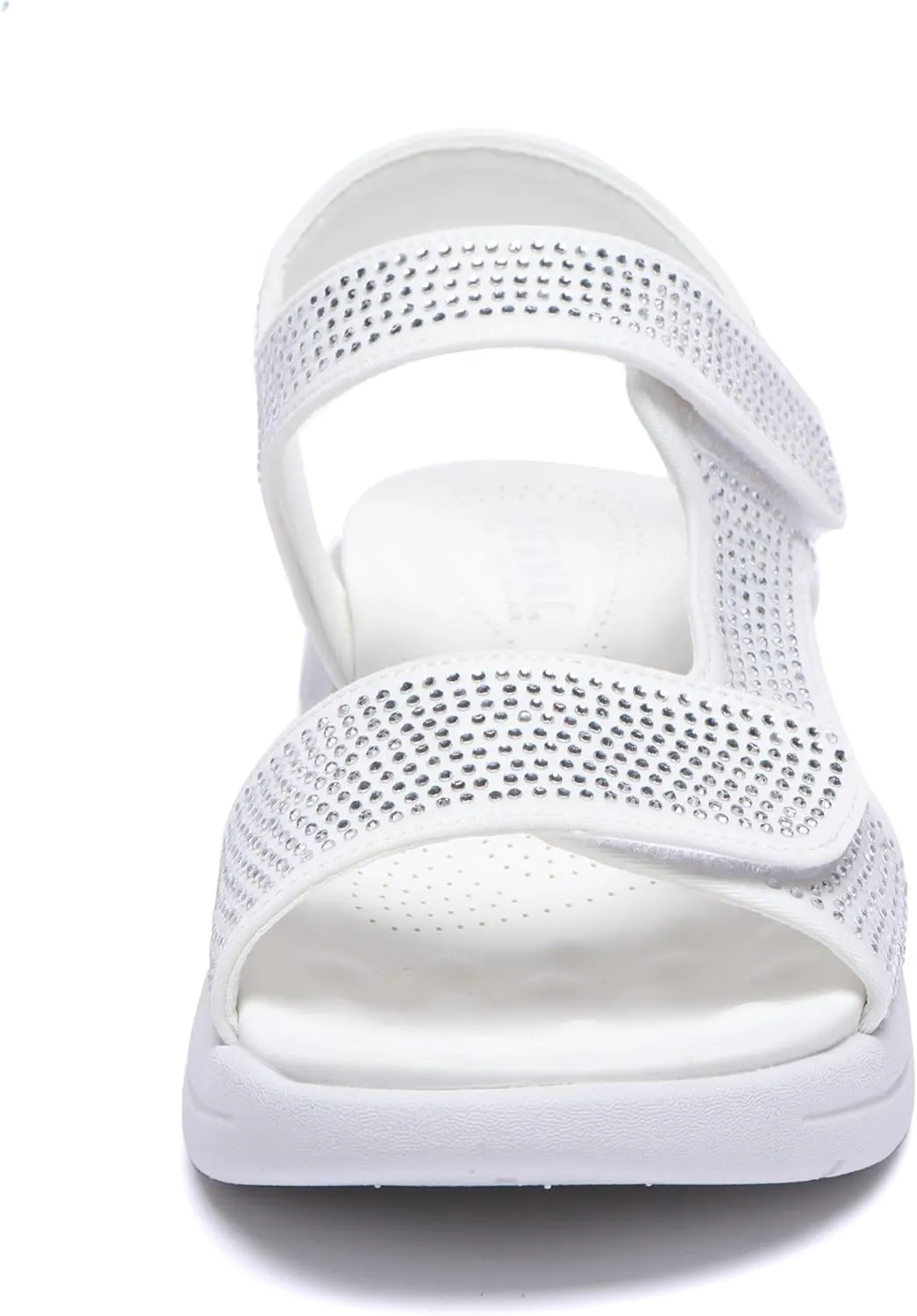 Bernal Women's Fashion Walking Sandals Comfortable Cushion Open-Toe Shoes Slip-On Platrorm Sandals with Diamonds