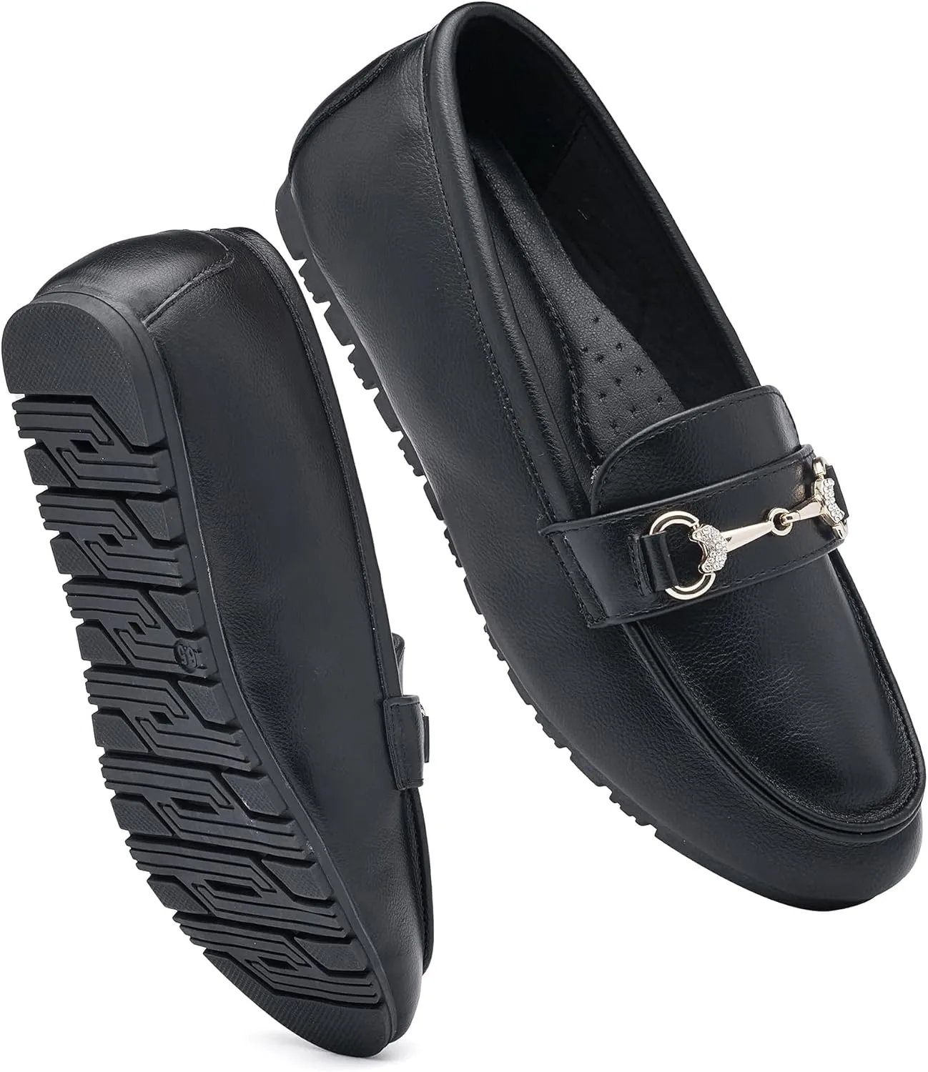 BGSTGUDS Women's Wide Loafers Shoes Cute Dressy Shoes Ladies Comfort Slip Ons Work Shoes