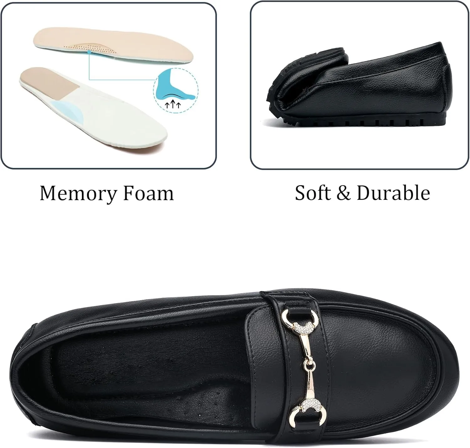 BGSTGUDS Women's Wide Loafers Shoes Cute Dressy Shoes Ladies Comfort Slip Ons Work Shoes