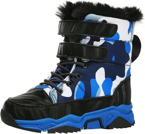 Big Kids Snow Booties Fuzzy Fashion Warm Shoes Childrens Boys Flat Comfy Chunky Sole Boots Open Toe Winter Ski Non Slip