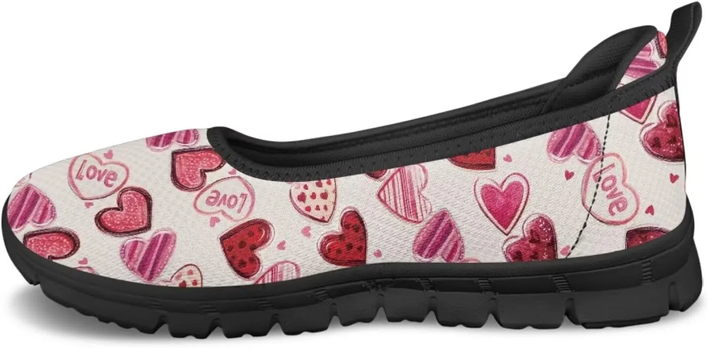 Binienty Casual Shoes for Women Mesh Kint Breathable Loafers Trendy Slip On Walking Sneakers Round Toe Flats for Travel