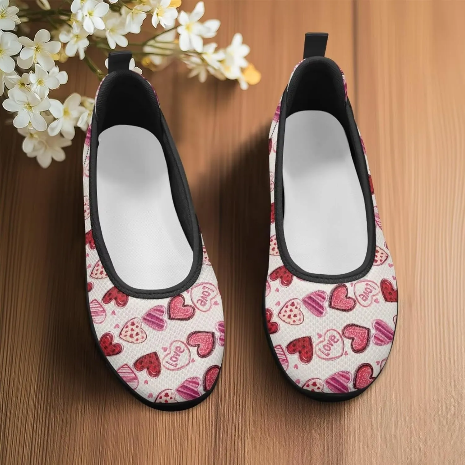Binienty Casual Shoes for Women Mesh Kint Breathable Loafers Trendy Slip On Walking Sneakers Round Toe Flats for Travel