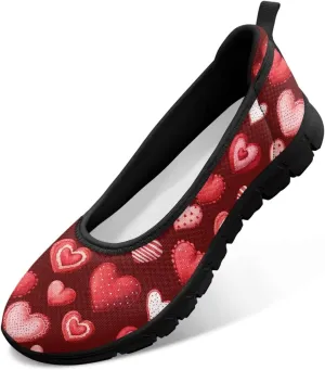 Binienty Casual Shoes for Women Mesh Kint Breathable Loafers Trendy Slip On Walking Sneakers Round Toe Flats for Travel