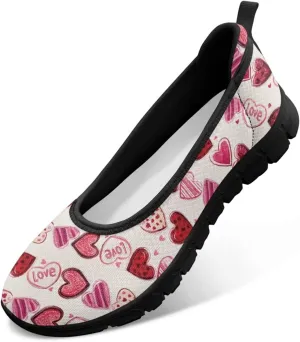 Binienty Casual Shoes for Women Mesh Kint Breathable Loafers Trendy Slip On Walking Sneakers Round Toe Flats for Travel