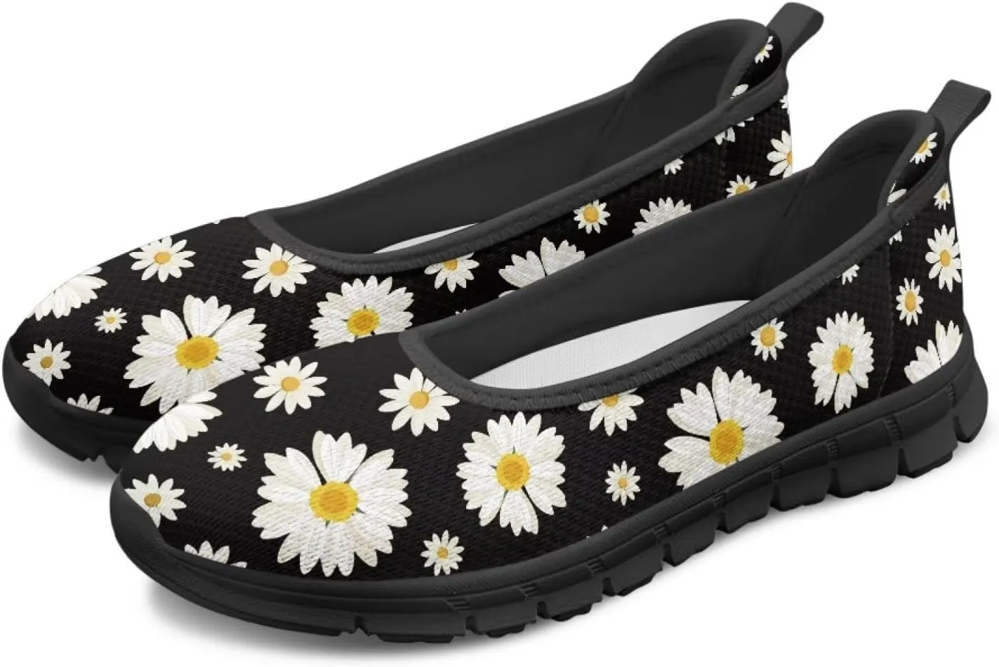Binienty Women's Flats Fashion Slip on Mesh Walking Shoes Round Toe Box Loafers Female Dressy Work Shoe