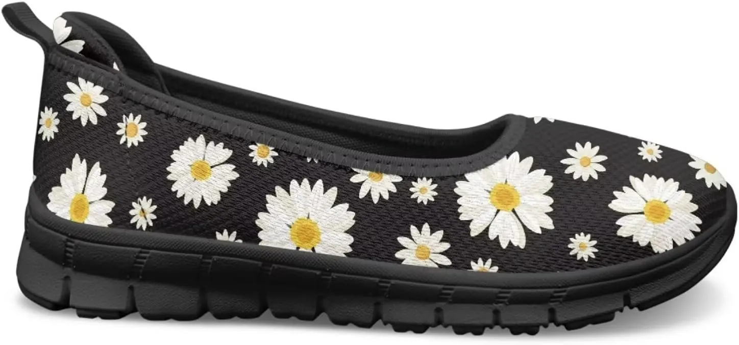 Binienty Women's Flats Fashion Slip on Mesh Walking Shoes Round Toe Box Loafers Female Dressy Work Shoe
