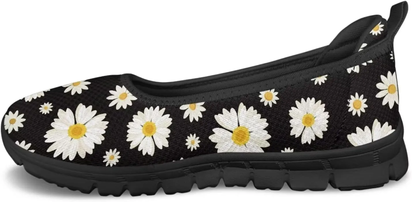 Binienty Women's Flats Fashion Slip on Mesh Walking Shoes Round Toe Box Loafers Female Dressy Work Shoe