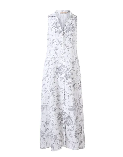 Black and White Printed Linen Dress