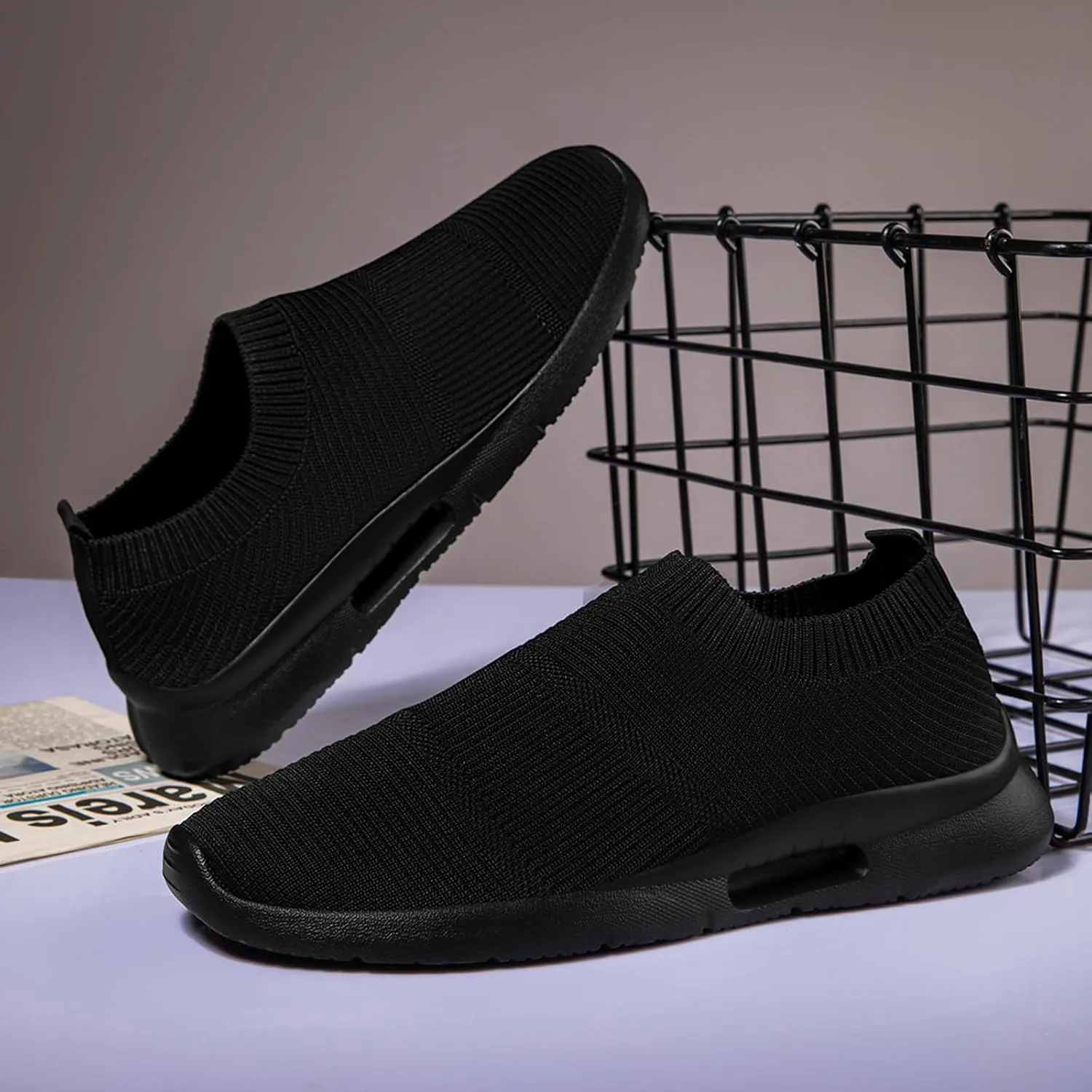 Black Shoes Mens Loafers & Slip-ons|Casual Dress Business Boat Shoes Lightweight Slip on Walking Sneakers Slippers