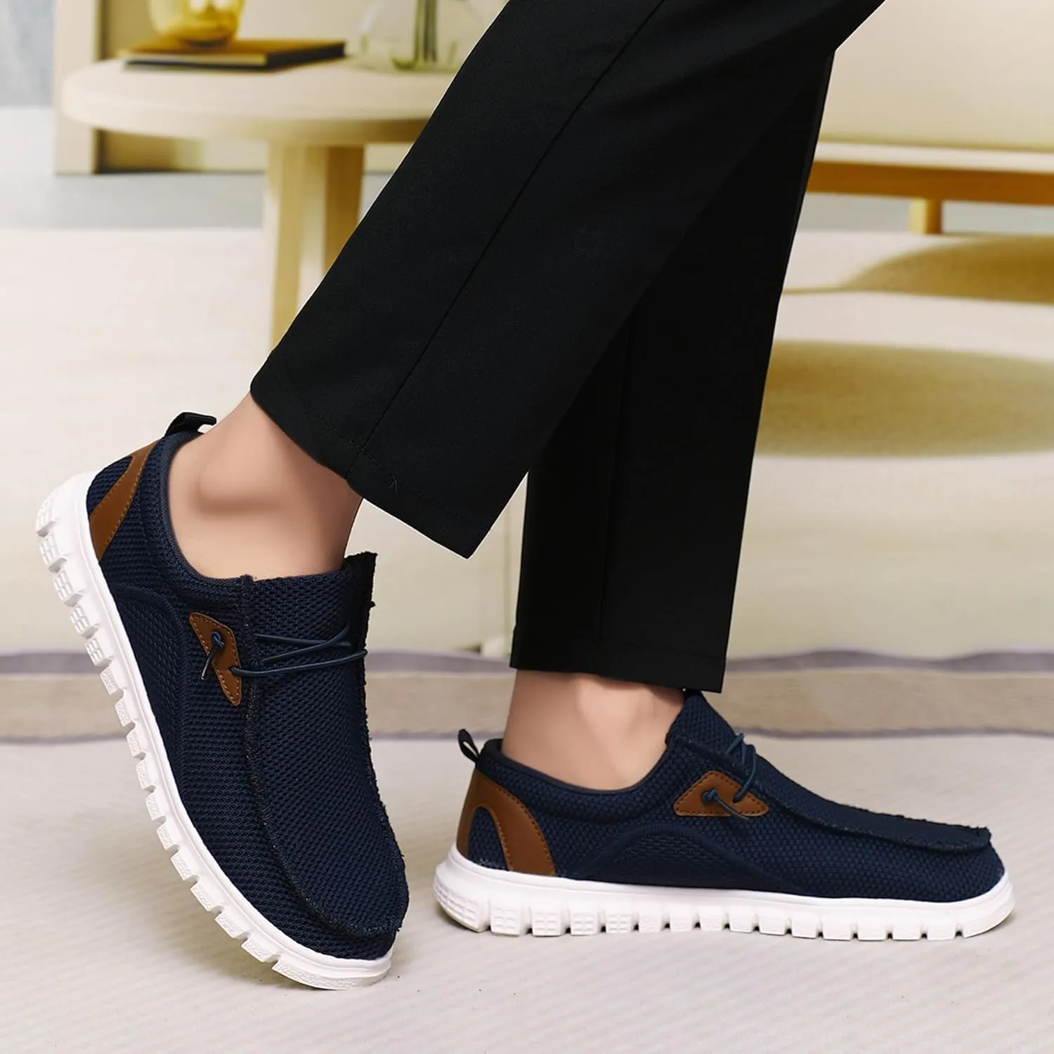 Black Shoes Mens Loafers & Slip-ons|Casual Dress Business Boat Shoes Lightweight Slip on Walking Sneakers Slippers