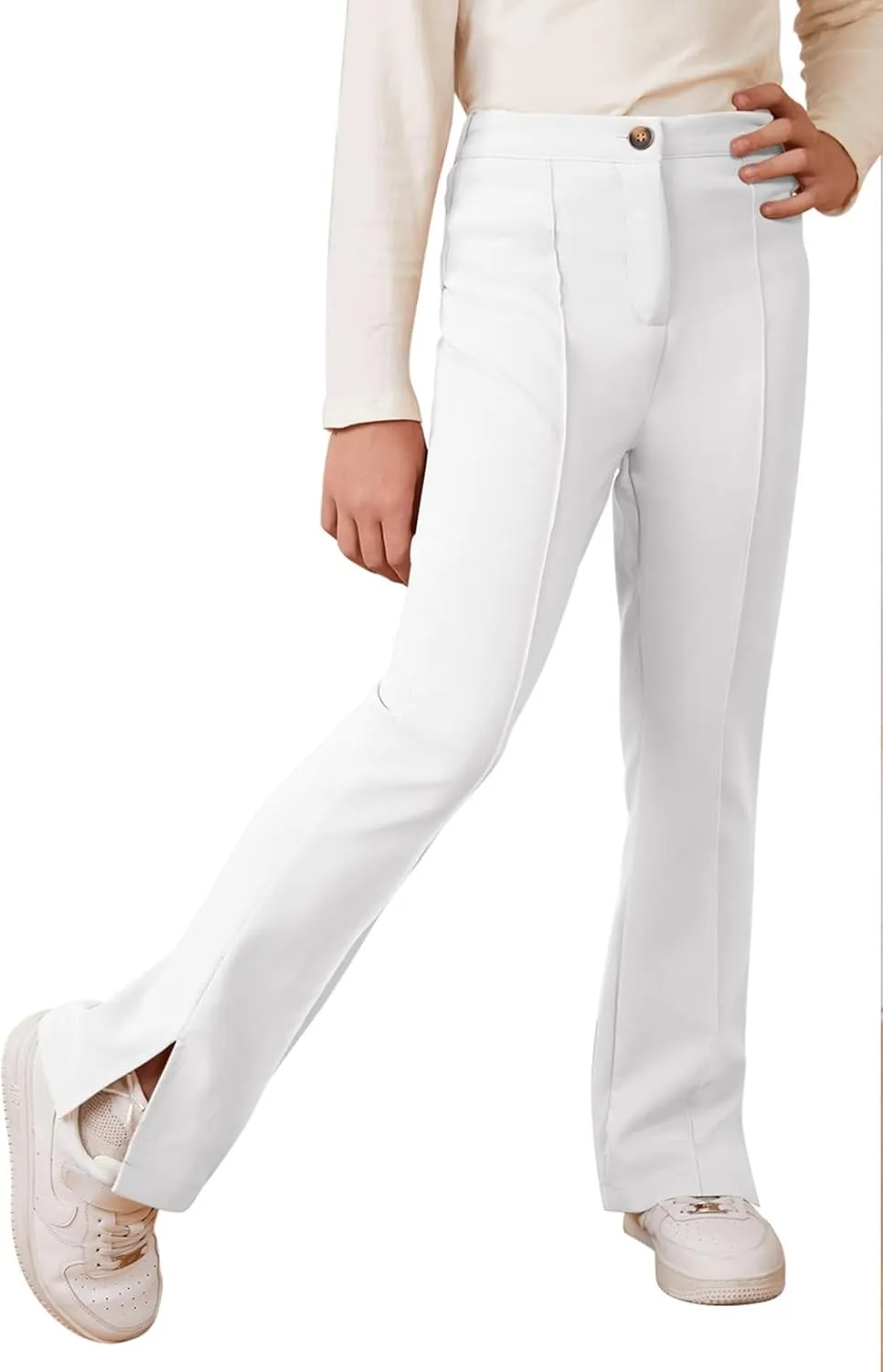 blibean Teen Girls Bell Bottom Pants Dressy Uniform Pants Size 6-15 Years