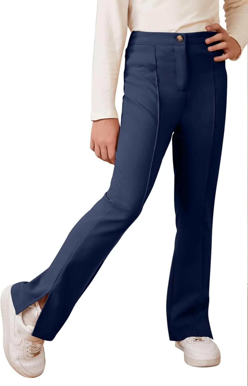 blibean Teen Girls Bell Bottom Pants Dressy Uniform Pants Size 6-15 Years