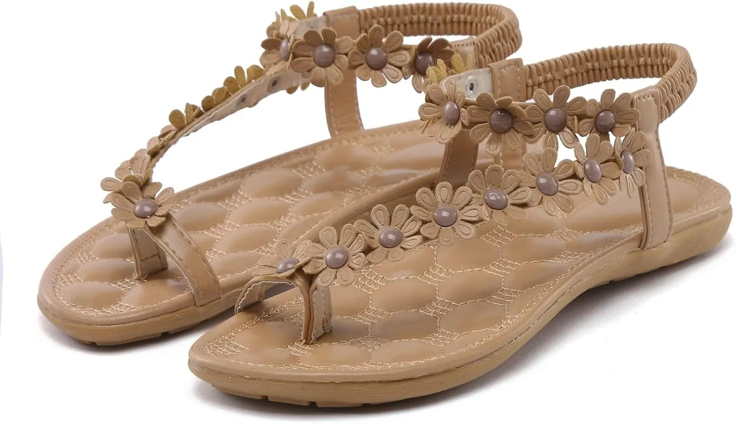 Boho Sandals for Women Summer Beach Flat Sandals Chic Flower Thong Flip Flops Toe Ring Ankle Strap Sandal Comfortable Lightweight Casual Vacation Shoes 2025 Trendy