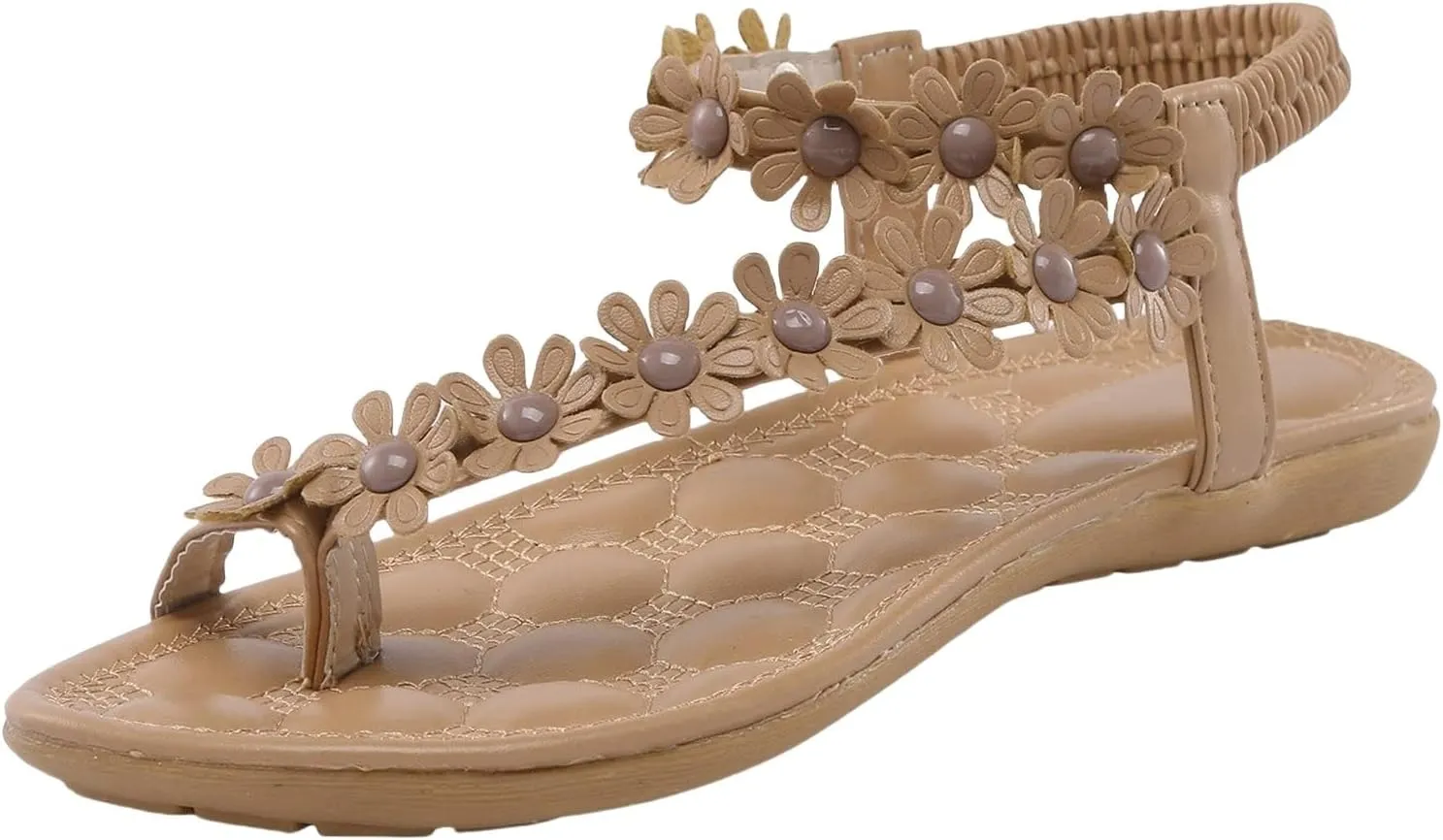 Boho Sandals for Women Summer Beach Flat Sandals Chic Flower Thong Flip Flops Toe Ring Ankle Strap Sandal Comfortable Lightweight Casual Vacation Shoes 2025 Trendy