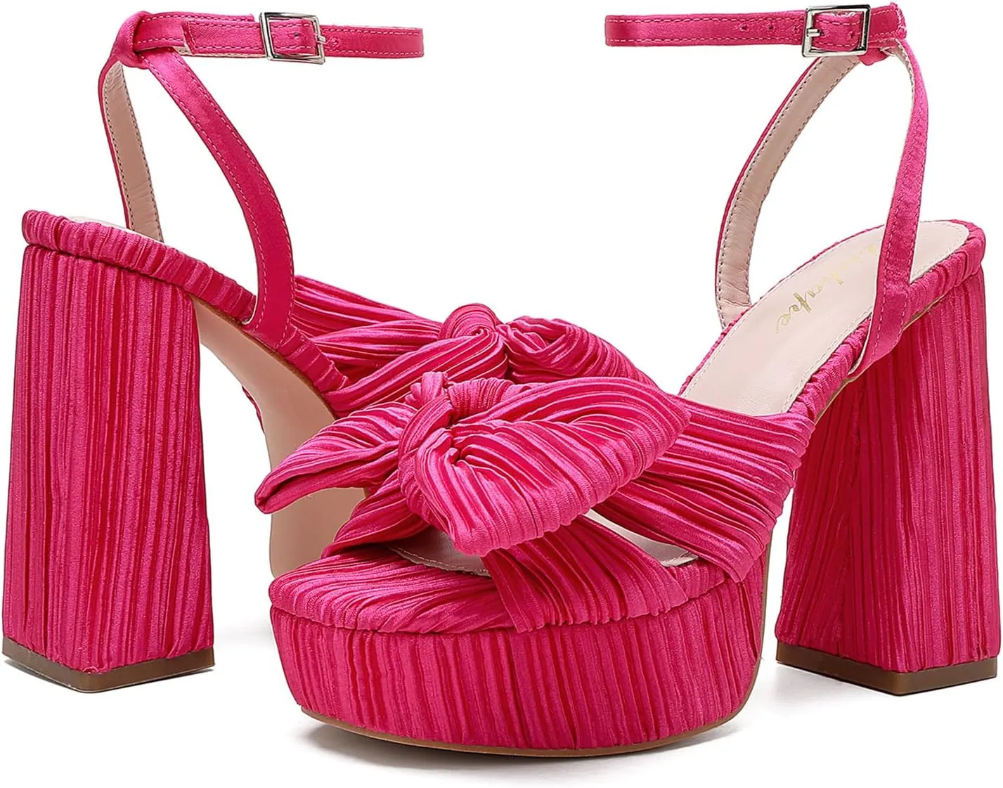 Bow Platform Heels for Women Ankle Strap Heeled Sandals Womens Chunky Block High Heels for Party Prom womens dress shoes