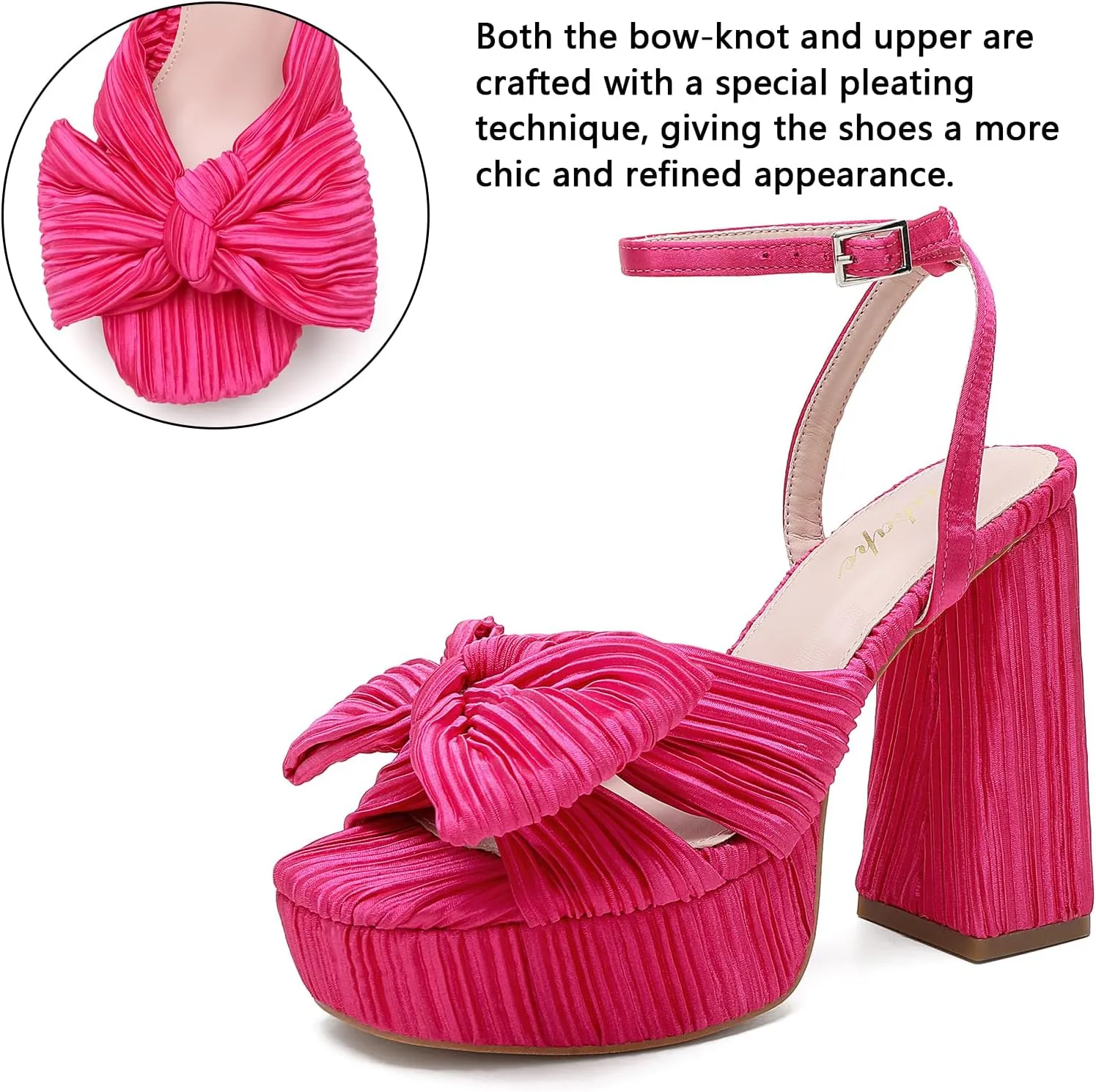 Bow Platform Heels for Women Ankle Strap Heeled Sandals Womens Chunky Block High Heels for Party Prom womens dress shoes