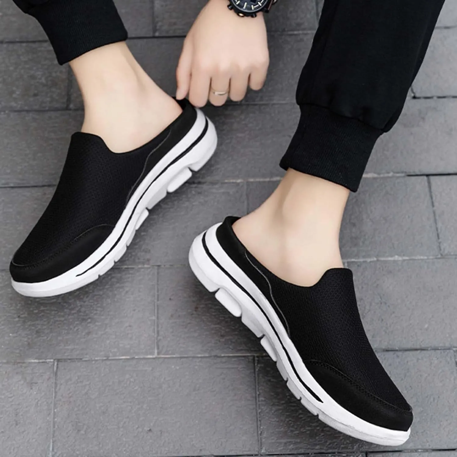Breathable Slip on Shoes for Men Breathable Casual Comfortable Walking Sneaker Outdoor Non Slip Jogging Sneakers