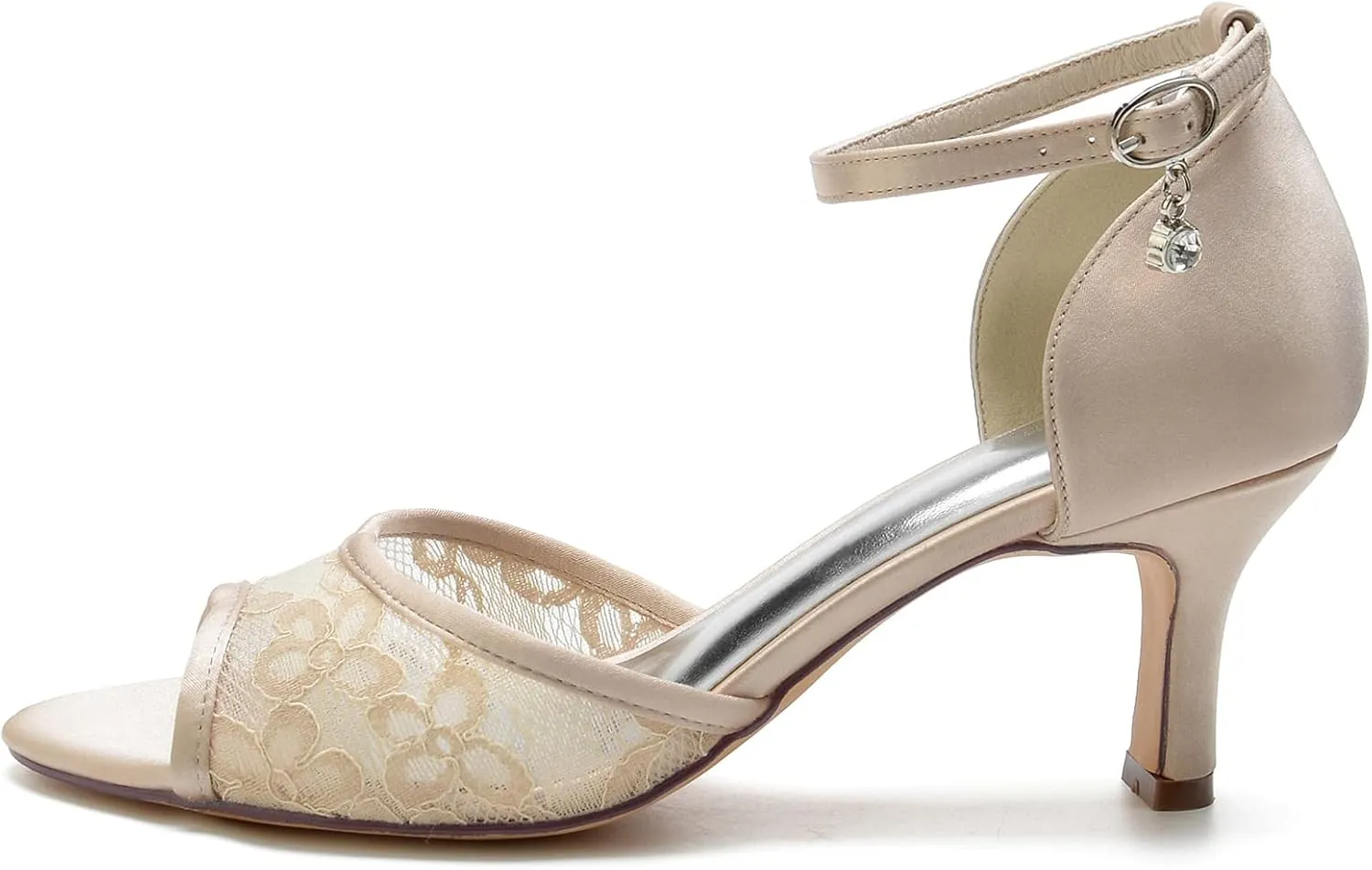 Bridal Shoes Lace Wedding Sandals for Women mid Heels Stiletto Heeled Pumps Peep Toe Formal Evening Prom Party Dress Shoes