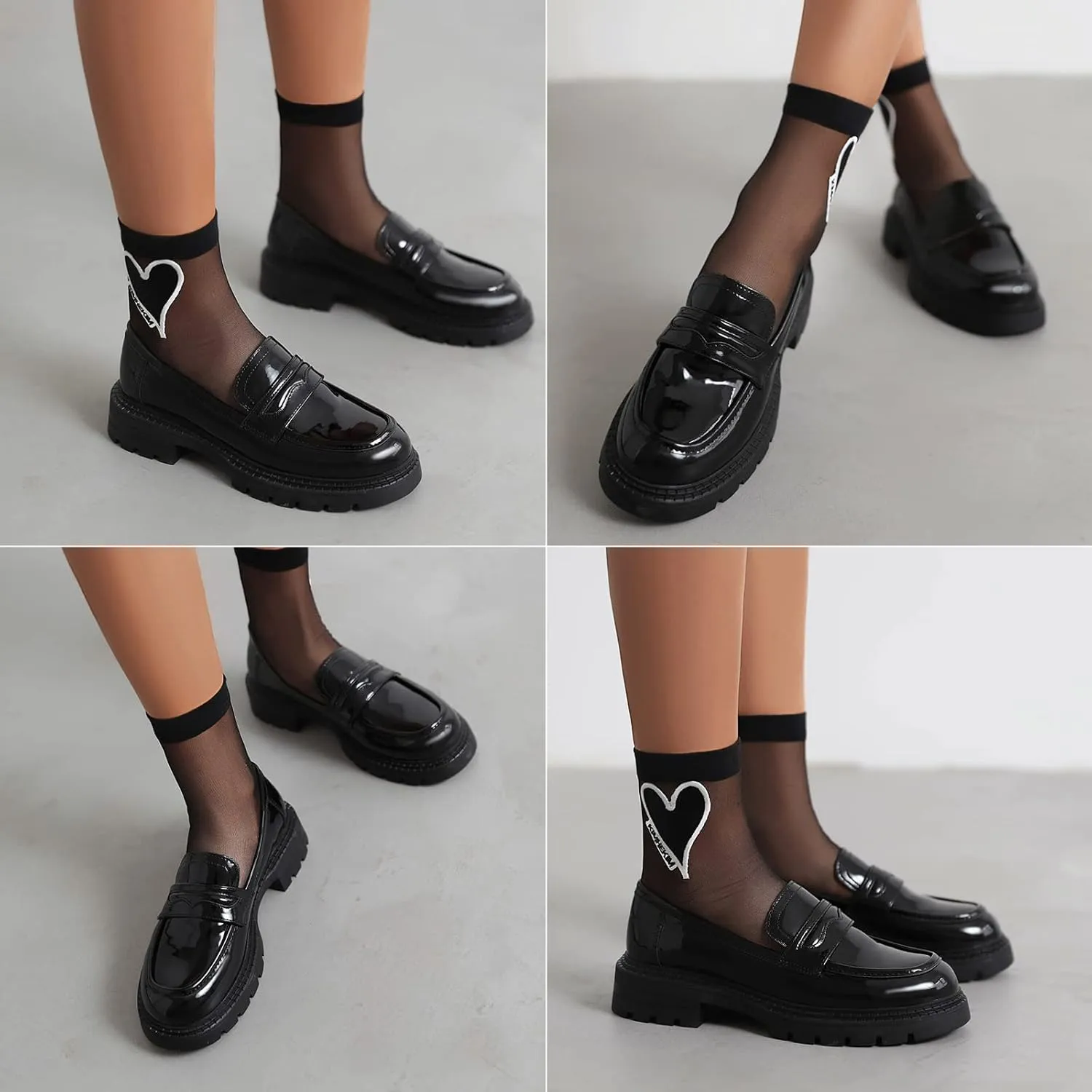 British Style Women's Fashion Loafers, Patent Leather Tassel Loafers, Black Thick-Soled Loafers, Slip-on Thick-Soled Loafers, Simple Casual Flat Shoes, Plus Size Shoes.