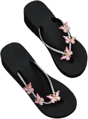 Butterfly Shoes, Butterfly Sandals Slippers, Ladies Stylish Summer Flip Flops Casual Rhinestone Butterfly Sandals Slippers