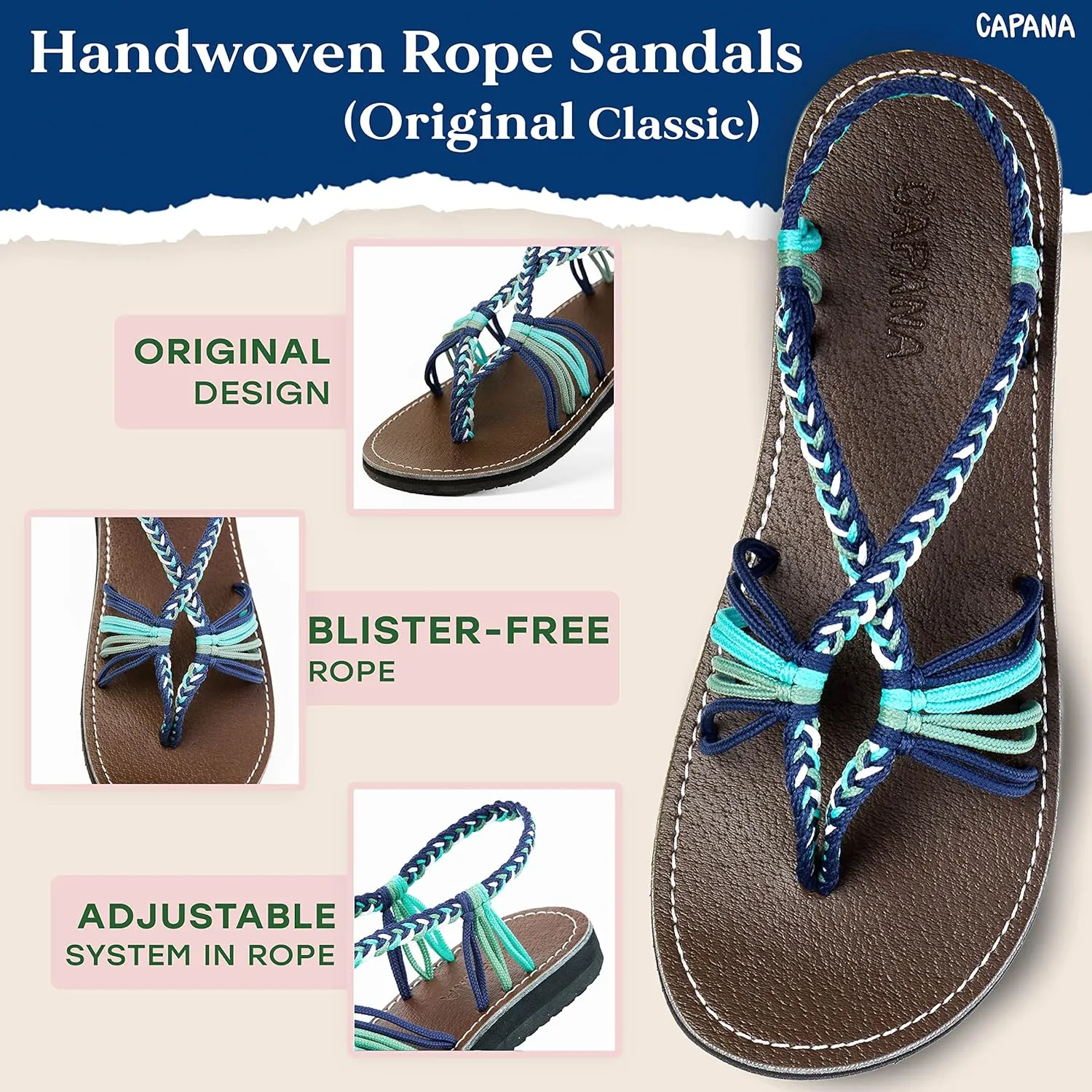 Capana Women's Flat Cork Sandals - Strappy Braided Bohemian Beach Sandals, Spring Casual Shoes, Comfy Boho Flats for Teen Girls – Cocoon