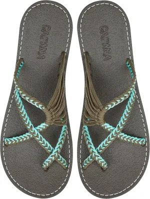 Capana Woven Women's Flat Sandals - Strappy Braided Beach Sandals for Dressy Summer, Rope Bohemian Spring Casual Womens Shoes, Comfy Boho Flats for Teen Girls Oceanbliss