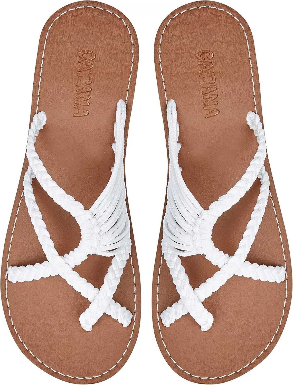 Capana Woven Women's Flat Sandals - Strappy Braided Beach Sandals for Dressy Summer, Rope Bohemian Spring Casual Womens Shoes, Comfy Boho Flats for Teen Girls Oceanbliss
