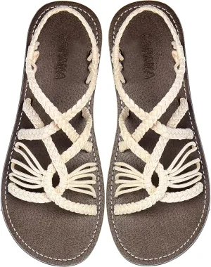 Capana Woven Women's Flat Sandals - Strappy Braided, Beach Sandals for Women Dressy Summer, Rope Bohemian Sandals, Spring Casual Womens Shoes, Comfy Boho Flats for Teen Girls – Relax (2nd Version)