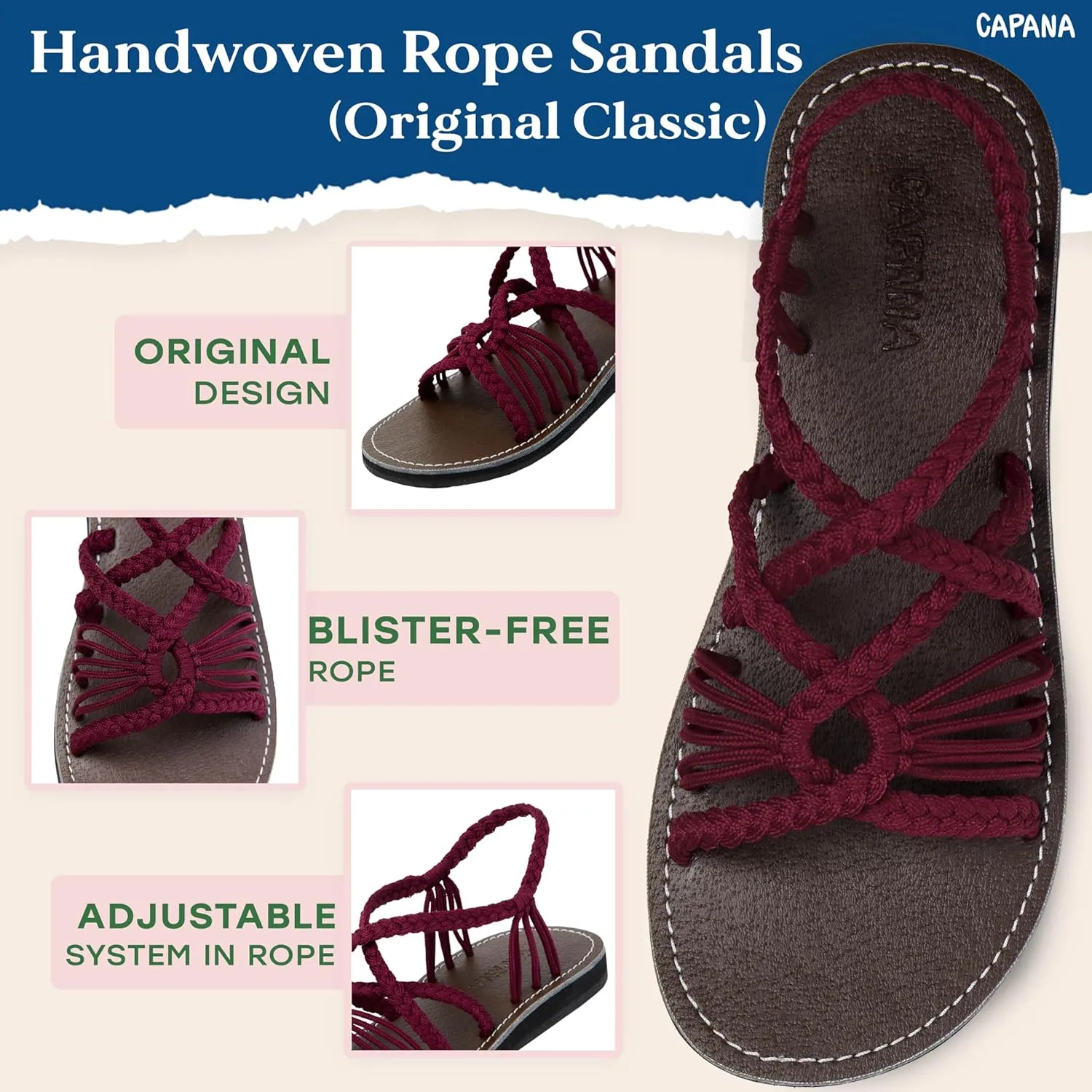 Capana Woven Women's Flat Sandals - Strappy Braided, Beach Sandals for Women Dressy Summer, Rope Bohemian Sandals, Spring Casual Womens Shoes, Comfy Boho Flats for Teen Girls – Relax (2nd Version)